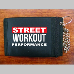Street Workout Performance pevná textilná peňaženka s retiazkou a karabínkou, tlačené logo